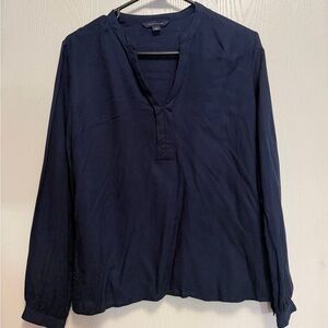 Tommy Hilfiger Navy Blue Long Sleeve Viscose Blouse